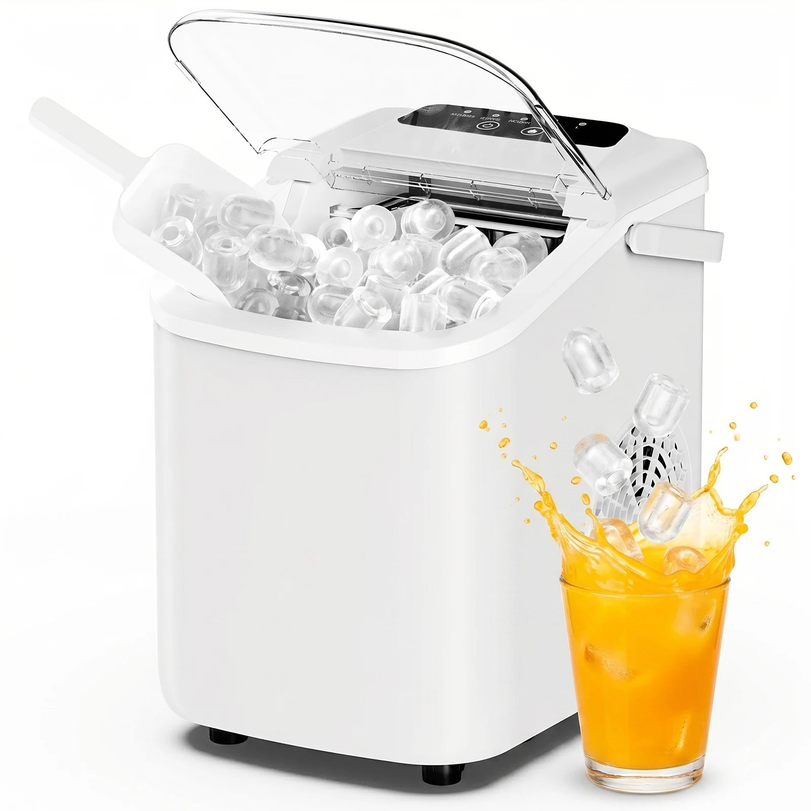 Small Portable Ice Machine Countertop Ice Maker with Scoop Basket and Handle 9 Ice Cubes Ready in 6 Mins 26.5lbs in 24Hrs for Home Kitchen Party