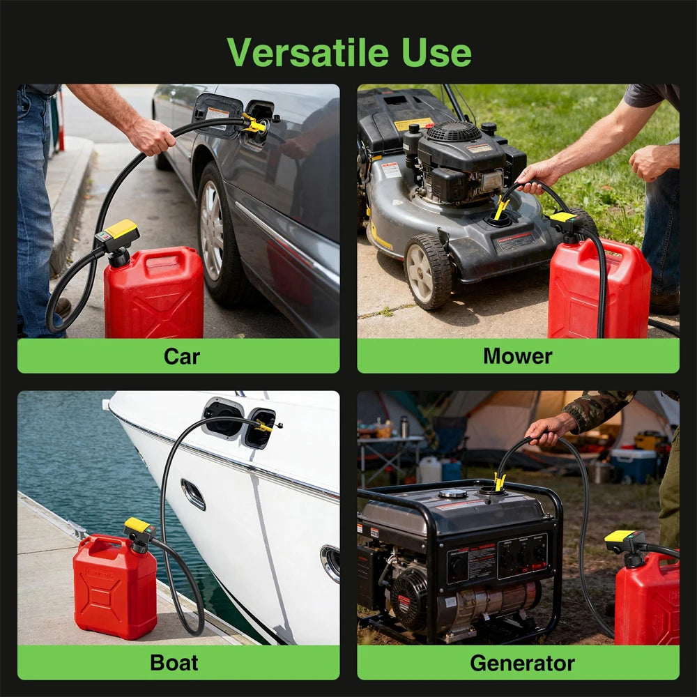 Electric Suction Fuel Pump Auto-stop Sensor Leak Protection 51"Hose Gasoline Diesel Electric Fuel Transfer Oil Pump