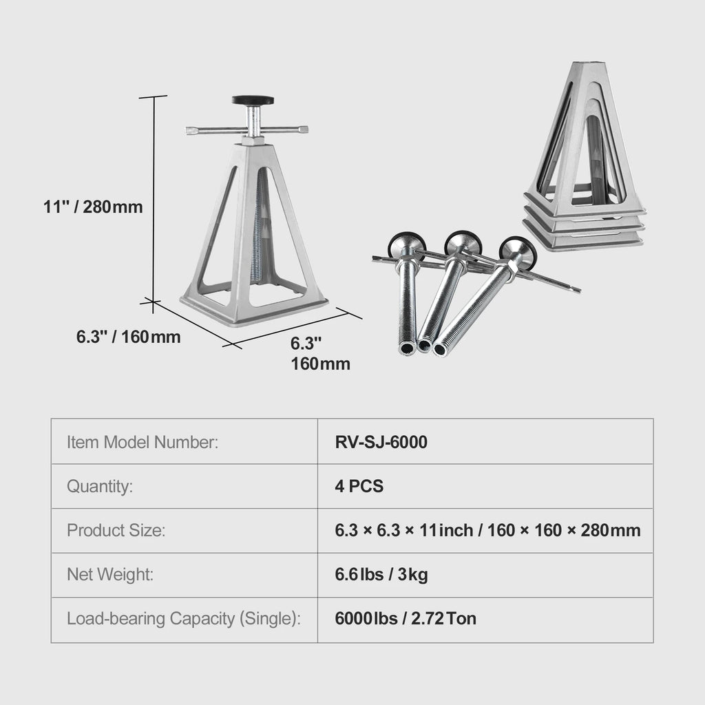 RV Stabilizer Jacks, 4 Pack Aluminum RV Leveling Jacks, Per Jack 6000 Lbs , RV Stack Jacks for RV Travel Trailer Camper