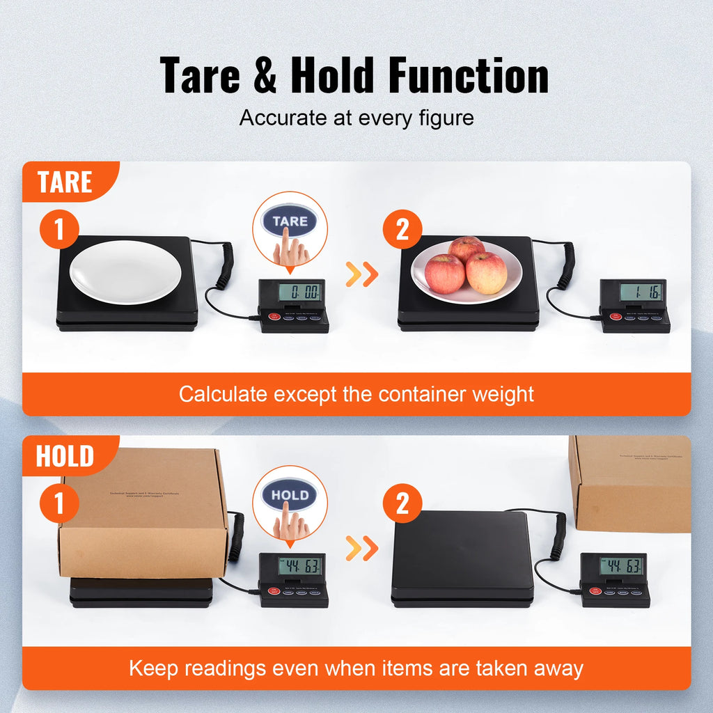 110 lbs Digital Postal Shipping Scale with Timer 90° Foldable LCD Screen AC/DC Powered Package Scale for Laggage Home