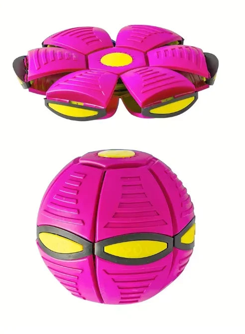 Magic UFO Flying Flat Disc Ball Toy with LED Light Outdoor Sport Deformable Ball for Kids Boys Girls