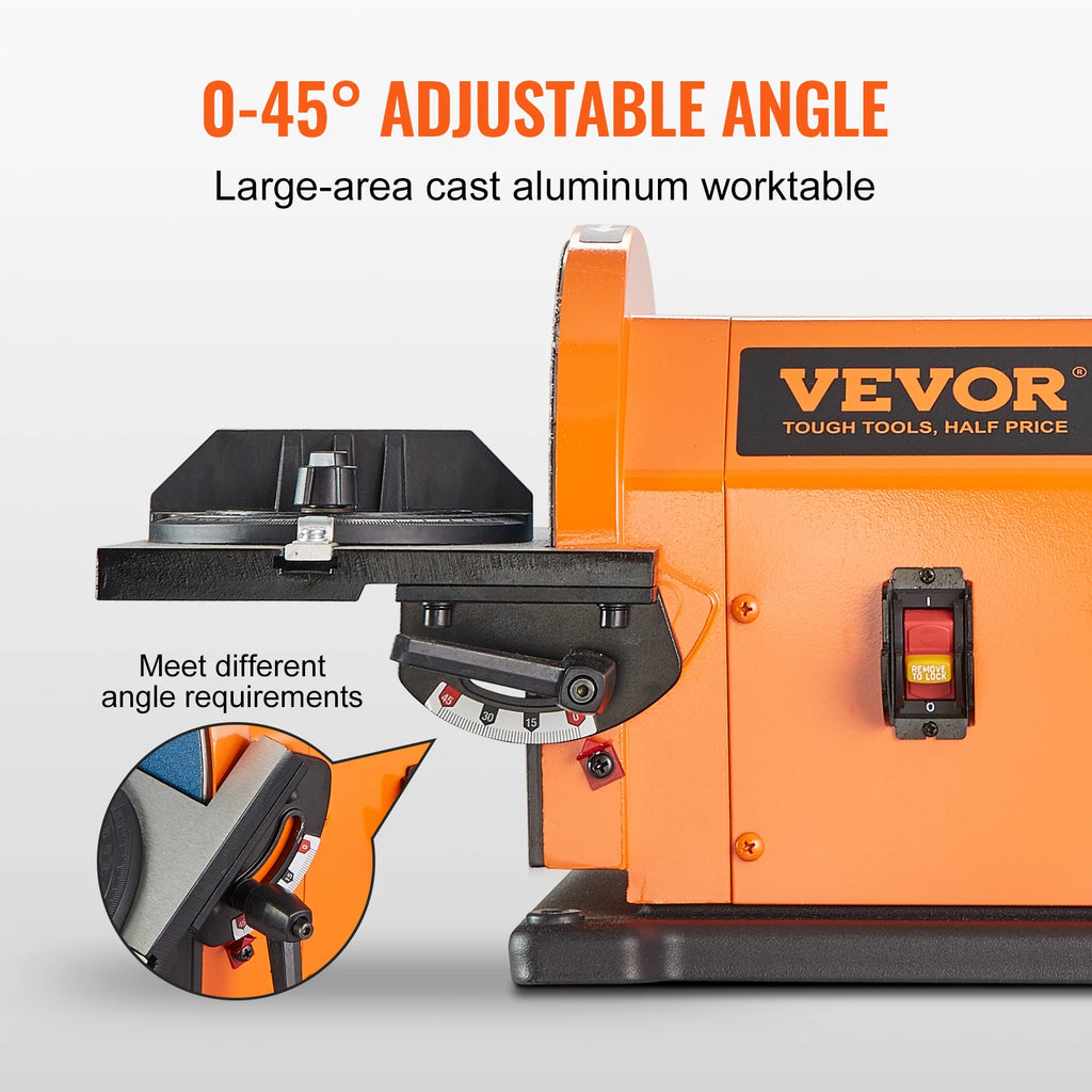 Belt Disc Sander Combo with 5A/4.3A/2.5A Induction Motor Sanding Machine Woodworking Deburring Grinder Combo Bench