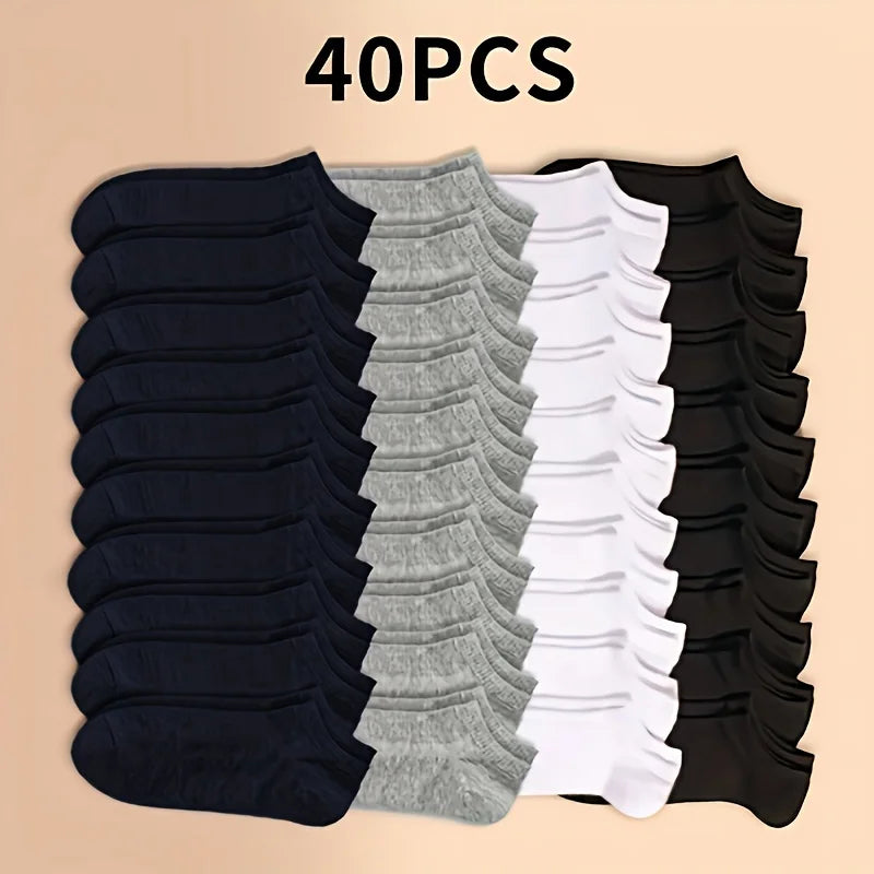 10/20/30/40/60 Pairs Of Unisex Solid Color Socks Comfy Breathable Soft Sweat Absorbent Socks For Daily And Outdoor Wearing 2030