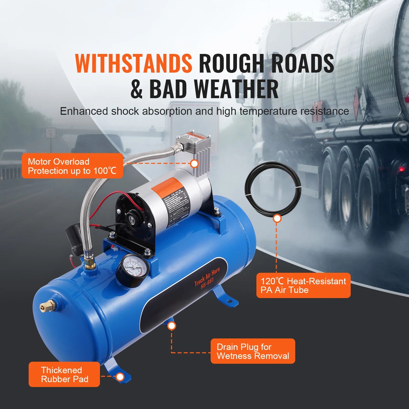 12V Air Compressor with Tank 3/6L Train Horn Air Compressor 120psi Air Compressor System for Train Horn/Inflating Tire