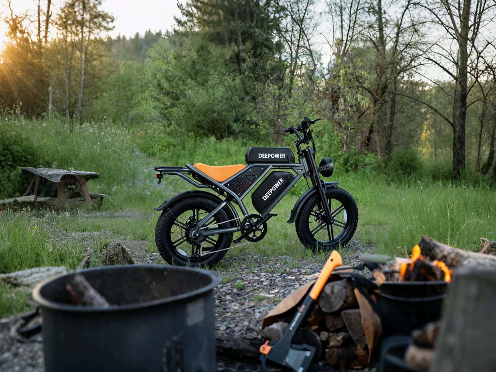 DEEPOWER QS7 Adult Electric Bike 1500W 48V 60Ah Dual Battery Off-Road Electric Bicycle 20 Inch Dual Suspension All-Terrain Ebike