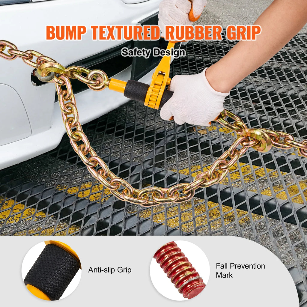 2/4pcs Ratchet Chain Binders 1/4"-5/16" Load Binder with 2 Hooks Tie Downs Tow Chain for Flatbed Trailer Transport