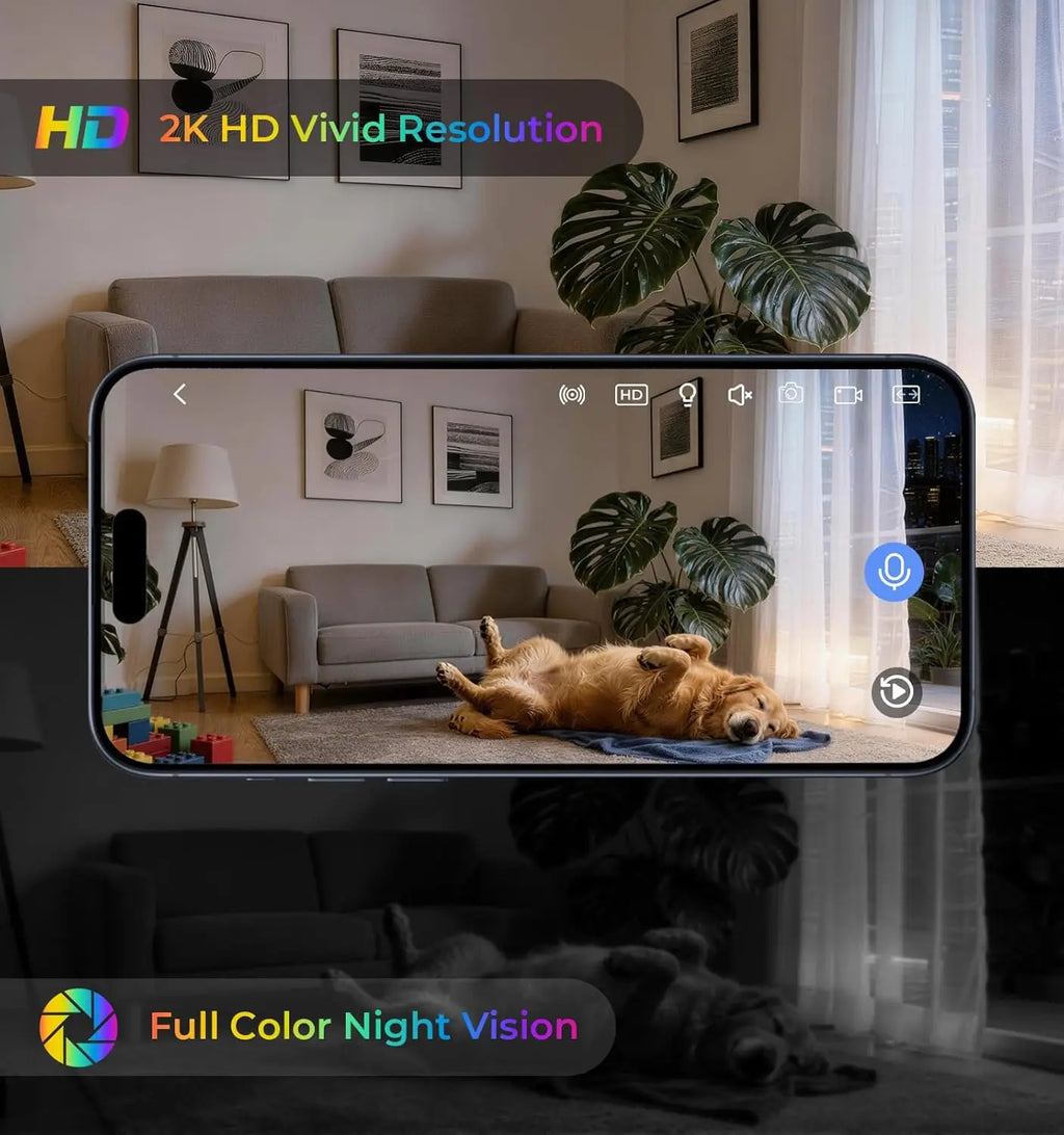 Clock Camera 2K with 5G WiFi Security Camera, Nanny Cam Indoor for Home Security, Two-Way Talk