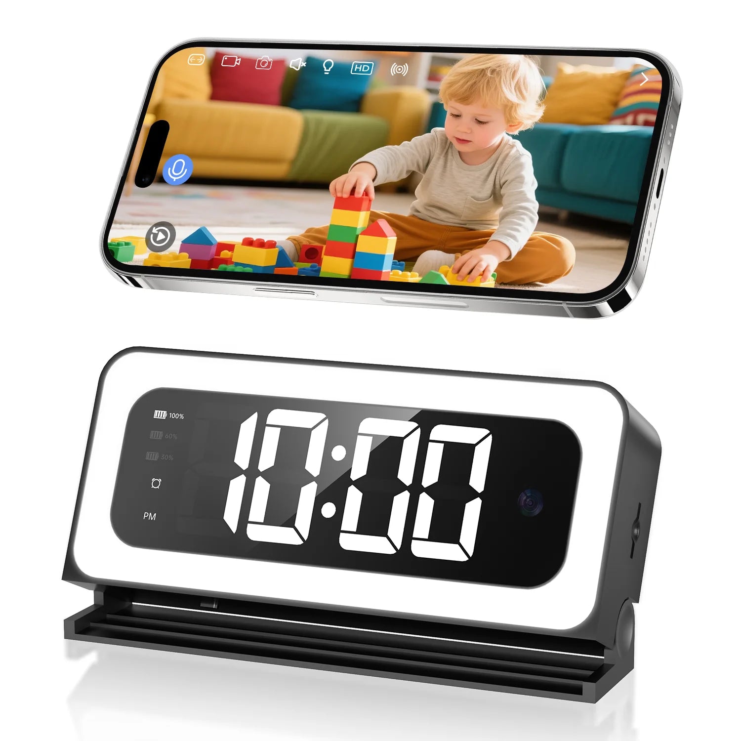 Clock Camera 2K with 5G WiFi Security Camera, Nanny Cam Indoor for Home Security, Two-Way Talk