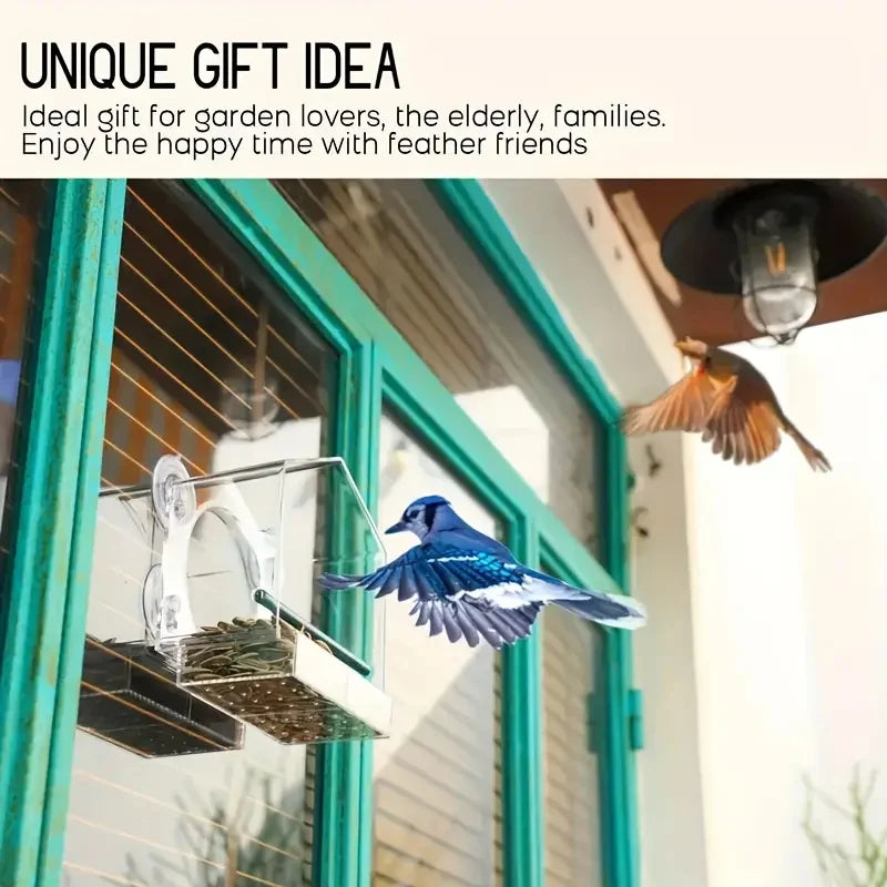 Transparent Bird Feeder Birds House for Outdoor Window Bird Feeder with Strong Suction Cups for Wild Birds,