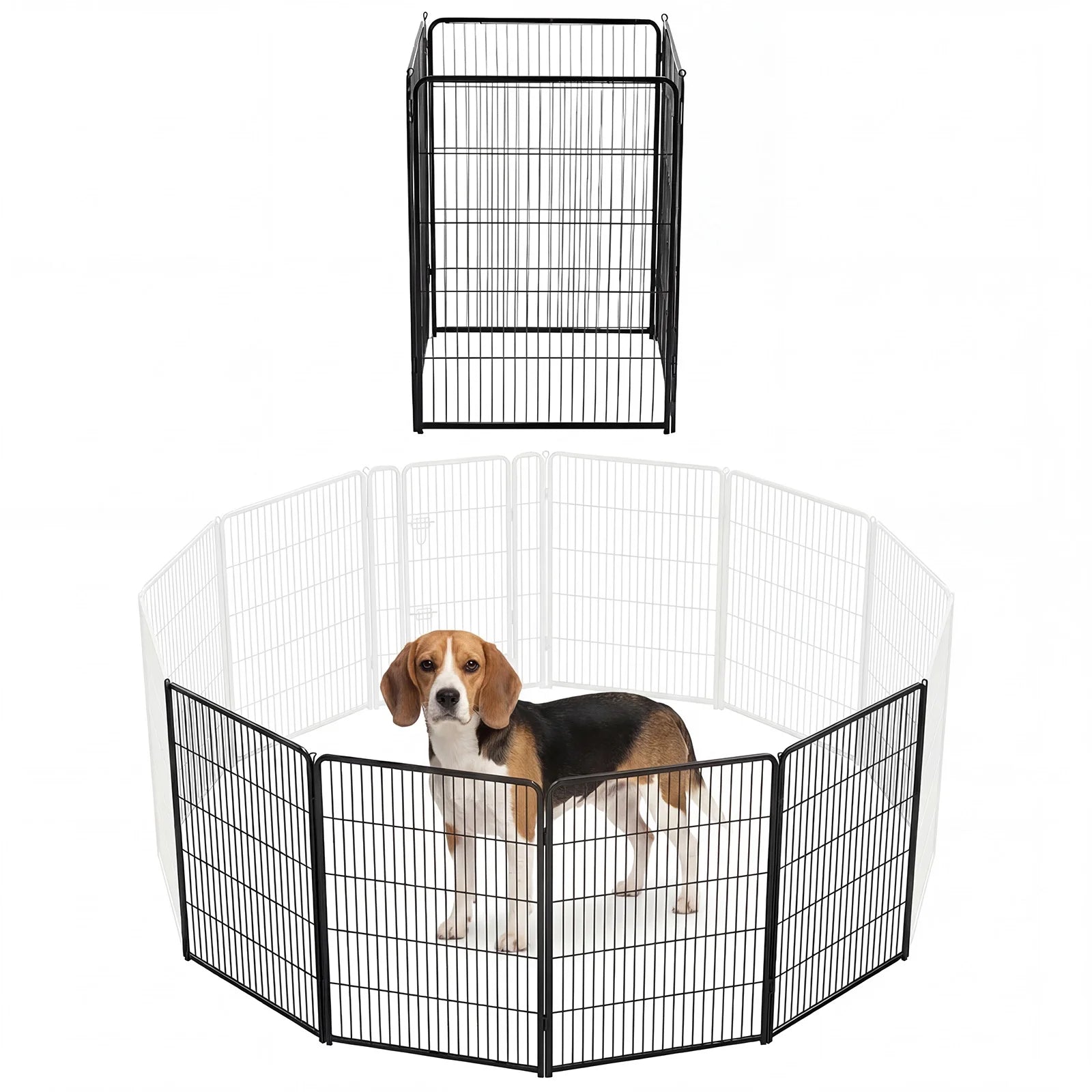 6 Panels Metal Dog Playpen Pet Fence 24 Inch to 40 Inch Foldable Large Dog Puppy Exercise for Yard Gate Camping Outdoor