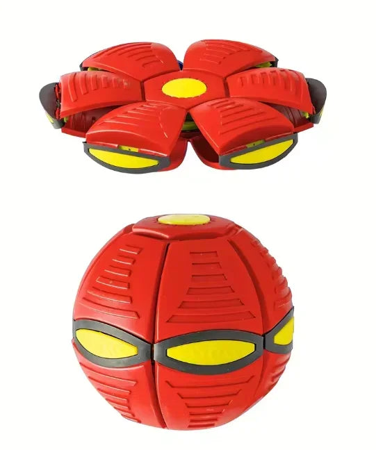 Magic UFO Flying Flat Disc Ball Toy with LED Light Outdoor Sport Deformable Ball for Kids Boys Girls