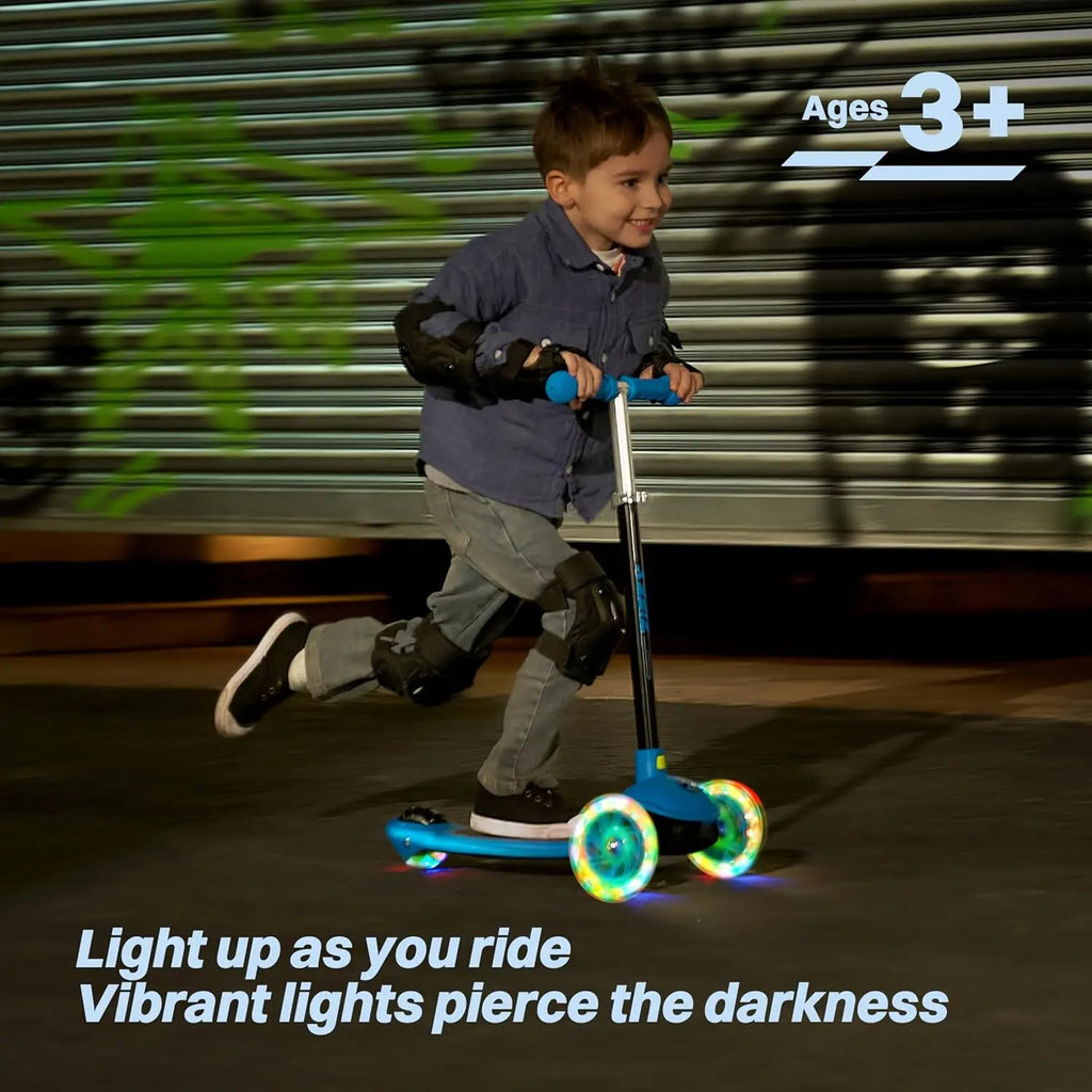 Kids Multicolor 3 Wheel Scooter Toddler Kick Scooters with LED Light-Up Wheels for Boys and Girls Gift 5 Adjustable Height