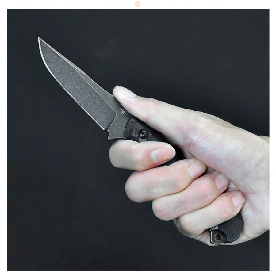 Straight Knife 9Cr13Mov Blade G10 Textured Handle Outdoor Tactical Knife - Self-defense Safety Tool
