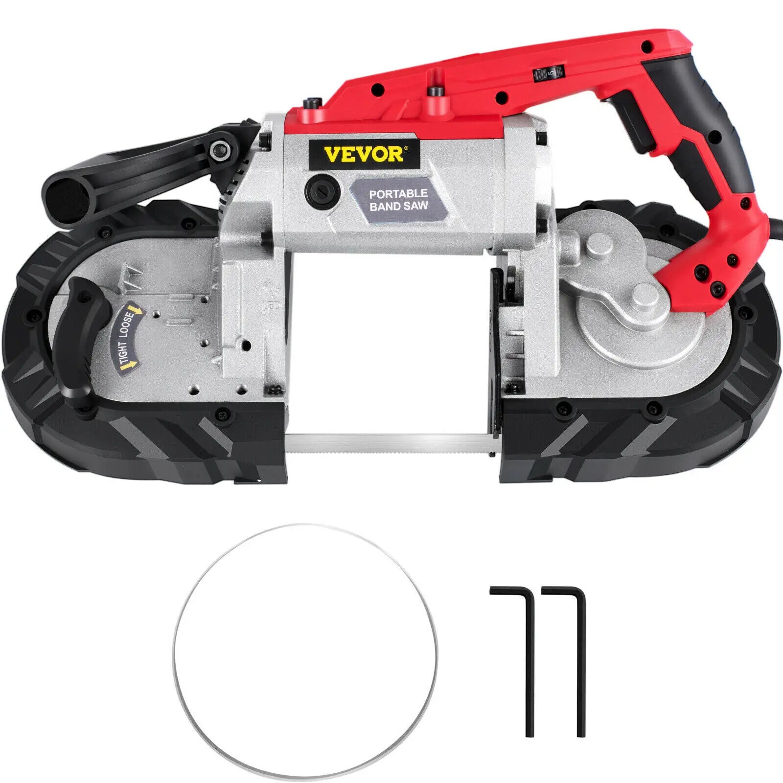 Portable BandSaw 5Inch Cutting Capacity Cordless Variable Speed 10Amp Motor Deep Cut Bandsaw for Metal Wood Pipes Rebar