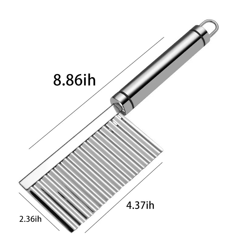 Wavy French Fry Cutter 23cm, Crinkle Cutter for Potatoes, Carrots, Stainless Steel Kitchen Knife