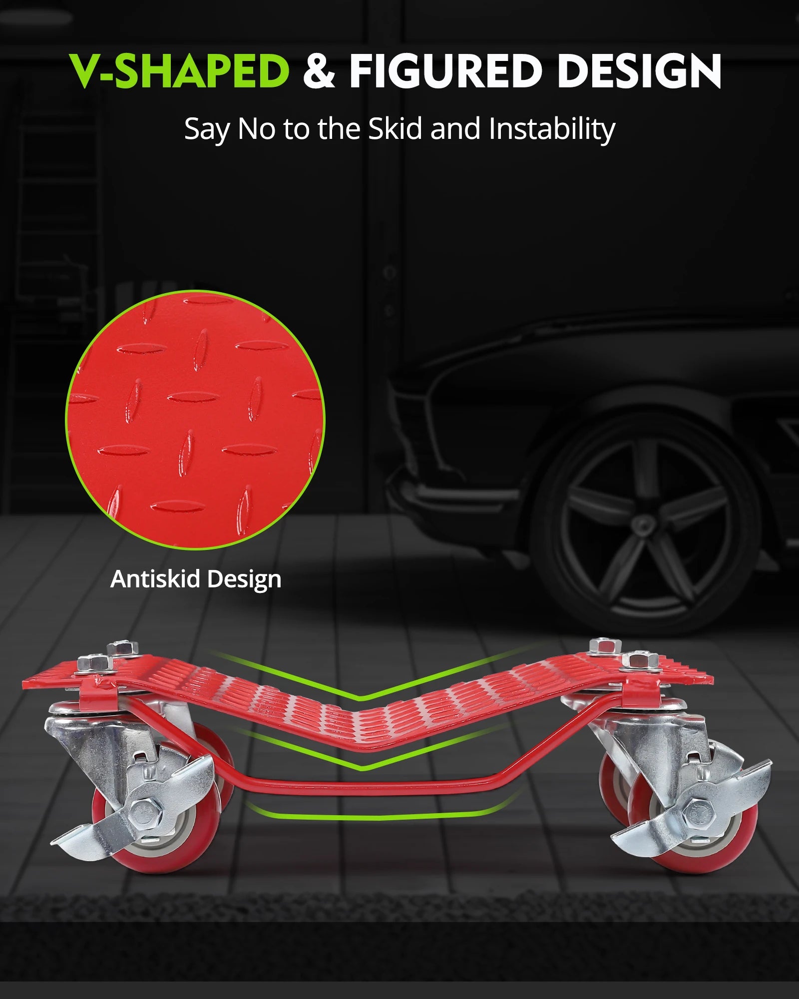 Car Tire Wheel Trolley Dollies 2/4PCS 1500lb Each Weight Capacity Vehicle Skate Moving Tire with 4 Casters Auto Repair Mover