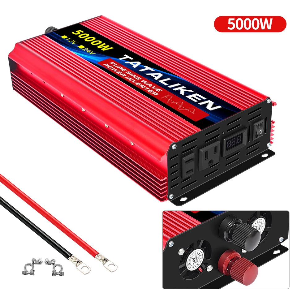 Pure Sine Wave Inverter 5000W 6000W 7000W 8000W 10000W DC To AC 12V  110V   Portable Power Voltage Converter Car Solar Inverter