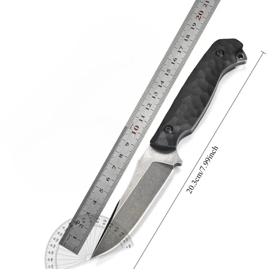 Straight Knife 9Cr13Mov Blade G10 Textured Handle Outdoor Tactical Knife - Self-defense Safety Tool