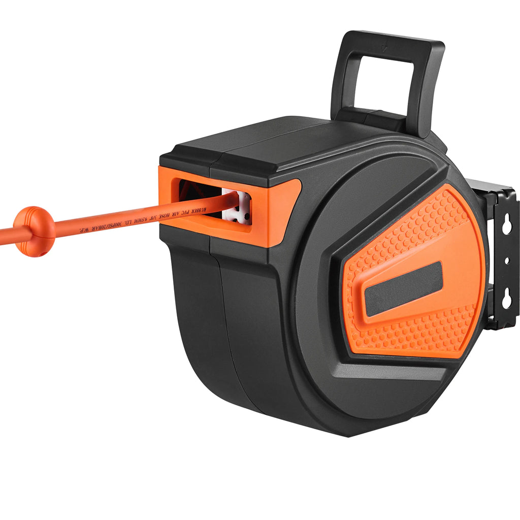50FT Retractable Air Hose Reel WallMount PVC Hose Automatic Rewinding Swivel Line Compressor for Automobile Maintenance