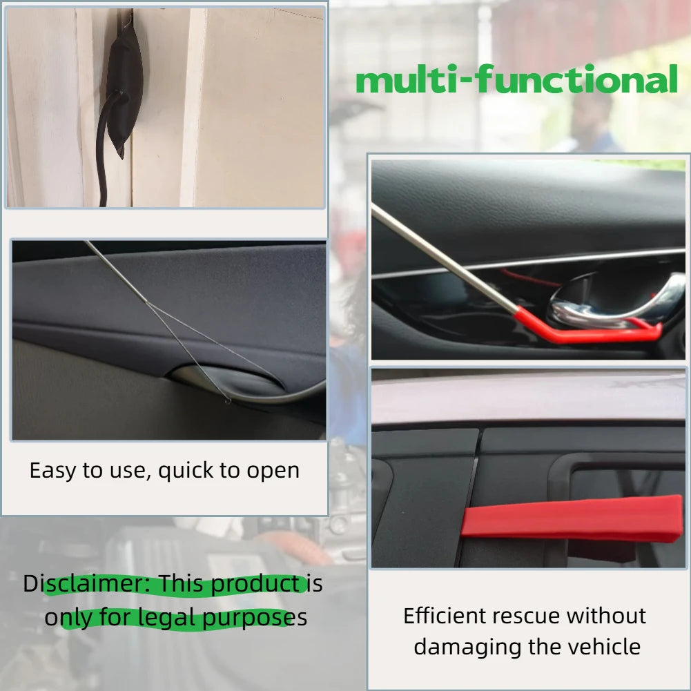 Emergency Repair Tool For Car Doors, Emergency Unlocking Tool Kit, J-Hook Long-Distance Kit, Air Wedge Airbag Pump