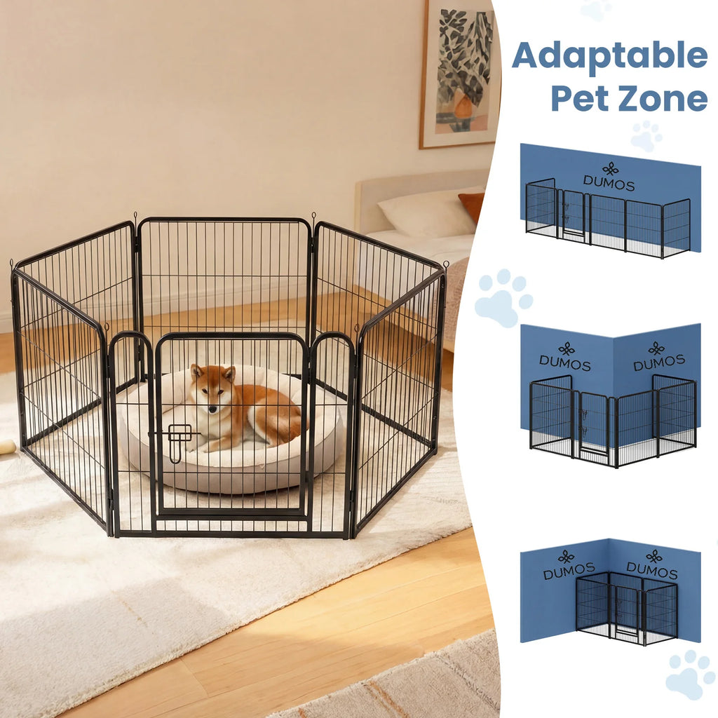 6 Panels Metal Dog Playpen Pet Fence 24 Inch to 40 Inch Foldable Large Dog Puppy Exercise for Yard Gate Camping Outdoor