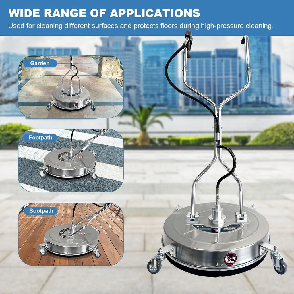 20" Pressure Power Washer Surface Cleaner 4600PSI with 4 Wheels & Dual Handles 3/8" Quick Connect for Concrete Driveway Sidewalk