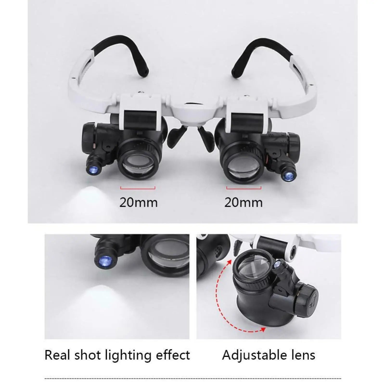 8X 15X 23X Adjustable Dual Polished Crystal Acrylic Lens Jewelry Watch Repair Magnifier Glass Head Eye Loupe Measurement Tools
