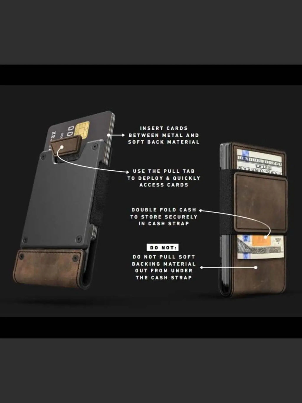 Luxury Leather Wallet Men Wallet RFID Blocking Card Holder with Opening and closing pull-out type Wallet for Men Metal Wallet