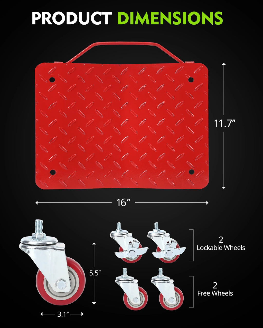 Car Tire Wheel Trolley Dollies 2/4PCS 1500lb Each Weight Capacity Vehicle Skate Moving Tire with 4 Casters Auto Repair Mover