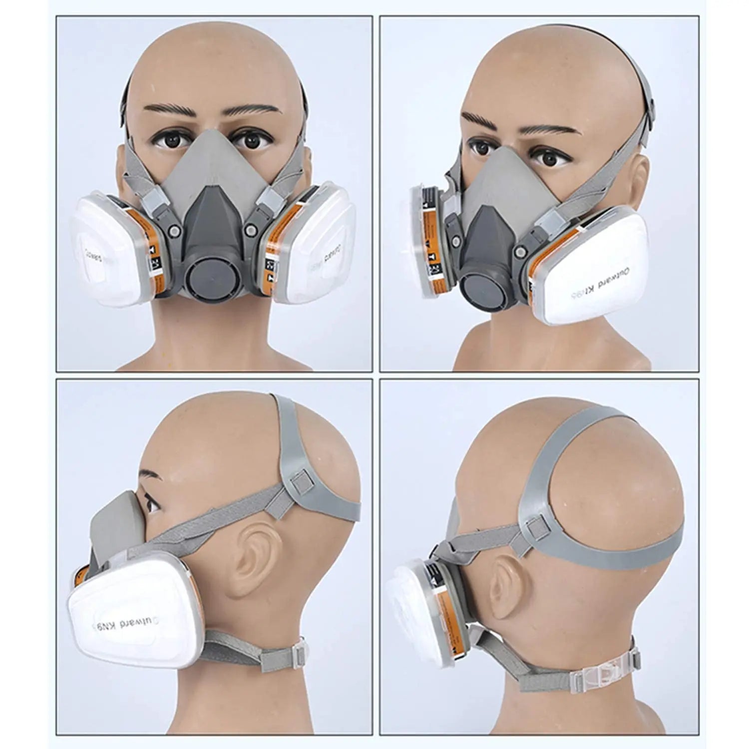 27in1 6200 Half Face Dust Gas Mask Respirator For Industrial Paint Spray Chemical Organic Vapor With Filters Protection