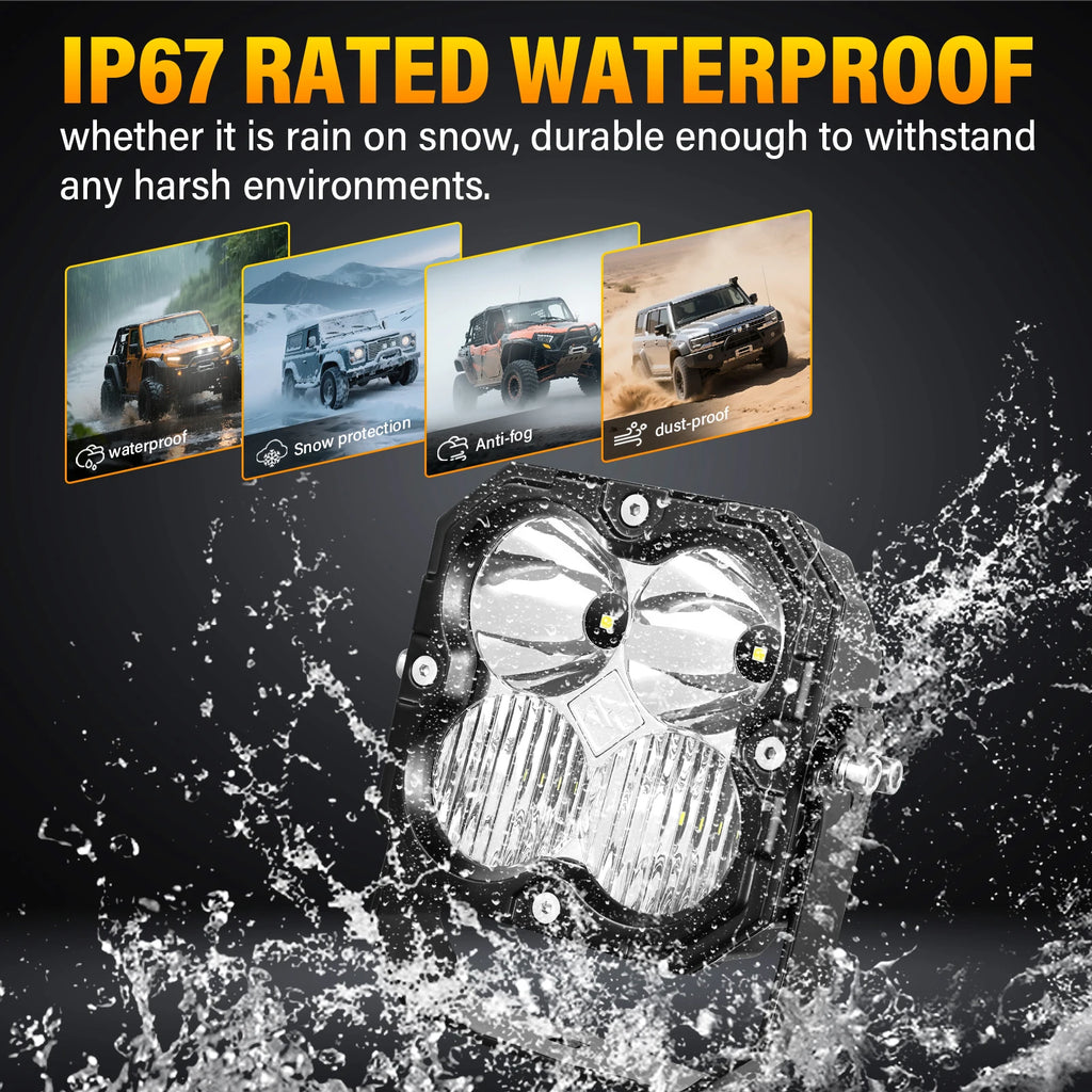 33‘’ 39.5‘’ 46‘’ 52’‘ 30W Cube LED Work Light Spot Flood Combo Beam 5500K Off-Road Driving Lamp for Car ATV UTV Truck Motorcycle