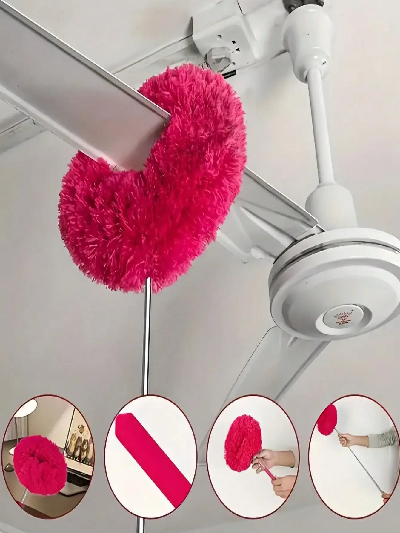 Extendable Microfiber Ceiling Fan Duster, Adjustable Length 13 To 31.5 Inches, Washable, Suitable For High Ceilings, Furniture And Car Cleaning, Multi-Functional Duster, Easy To Clean Household Items