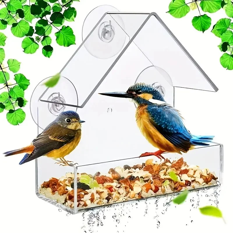 Transparent Bird Feeder Birds House for Outdoor Window Bird Feeder with Strong Suction Cups for Wild Birds,