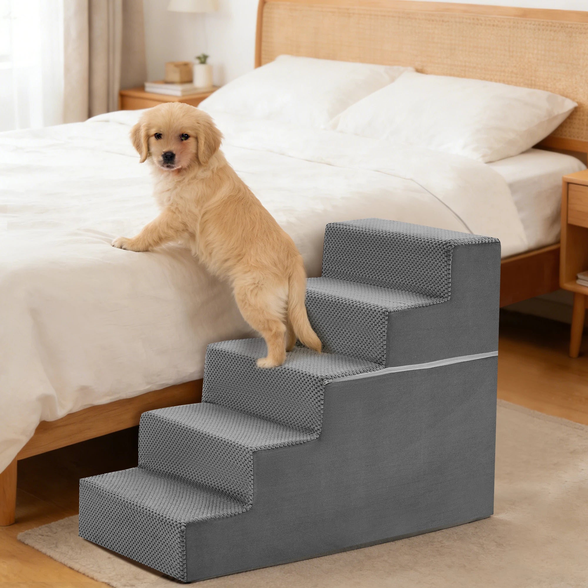 3-5 Step Right Angled Foam Dog Stairs Ramp for Small Dogs Climbing Ladder Indoor Non-Slip Pet Ladder Ramp Stairs For Home