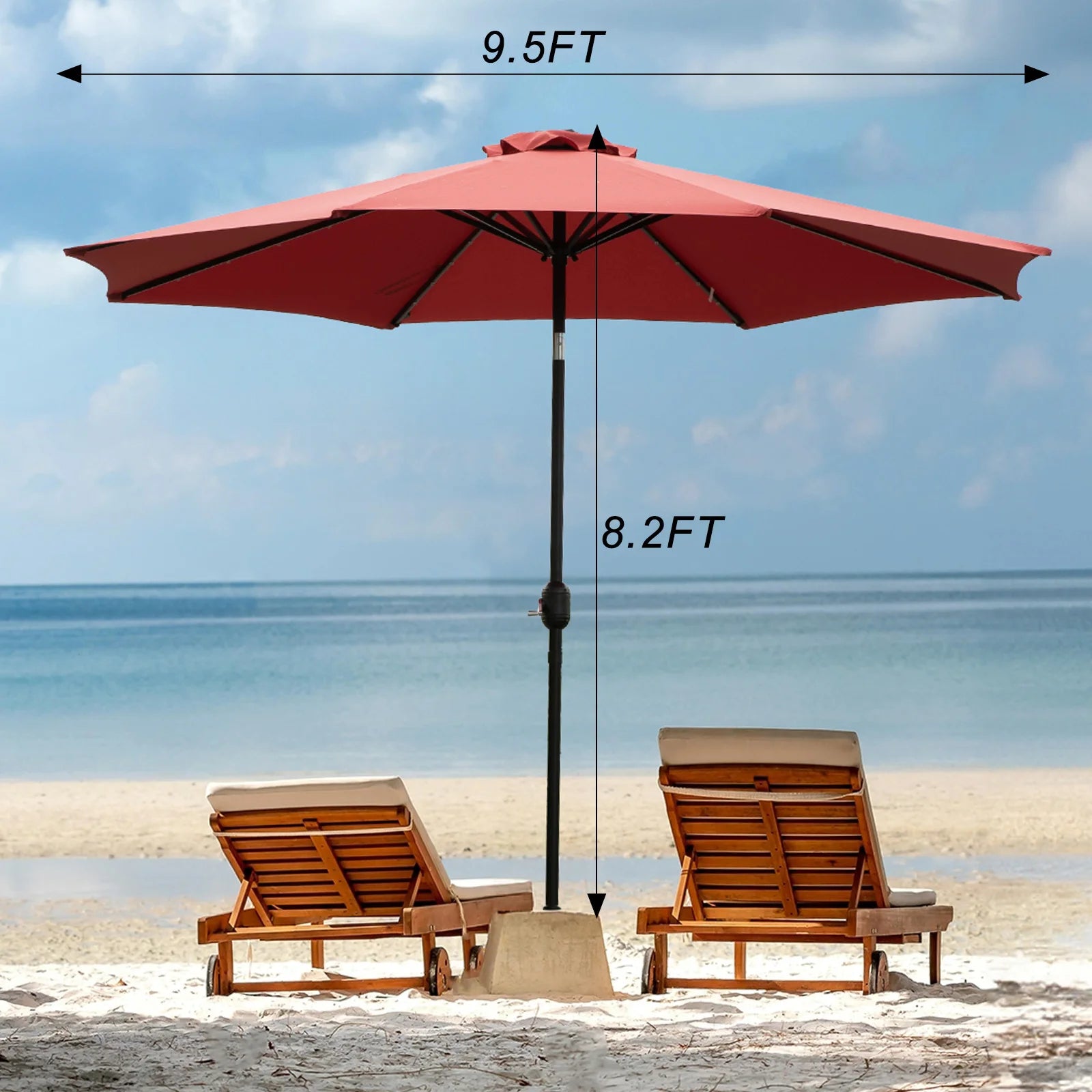 10FT Solar Patio Umbrella with 32 LED Lights UV-Resistant Outdoor Table Umbrella with Tilt and Crank for Backyard Garden