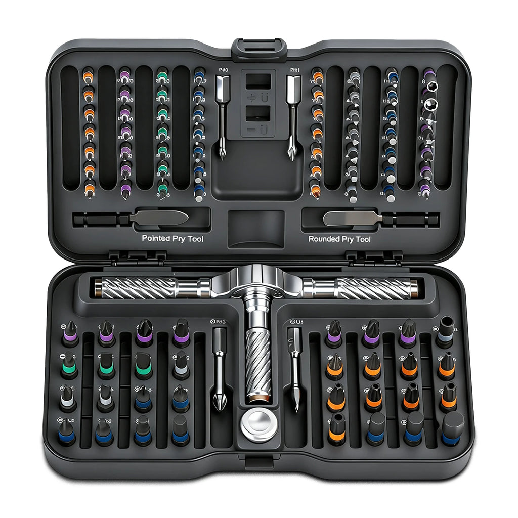 100in1 Multifunction Ratchet Screwdriver Set Multi Magnetic Bits Mini Repair Tool Kit Household Tool For PC & Desk Etc.