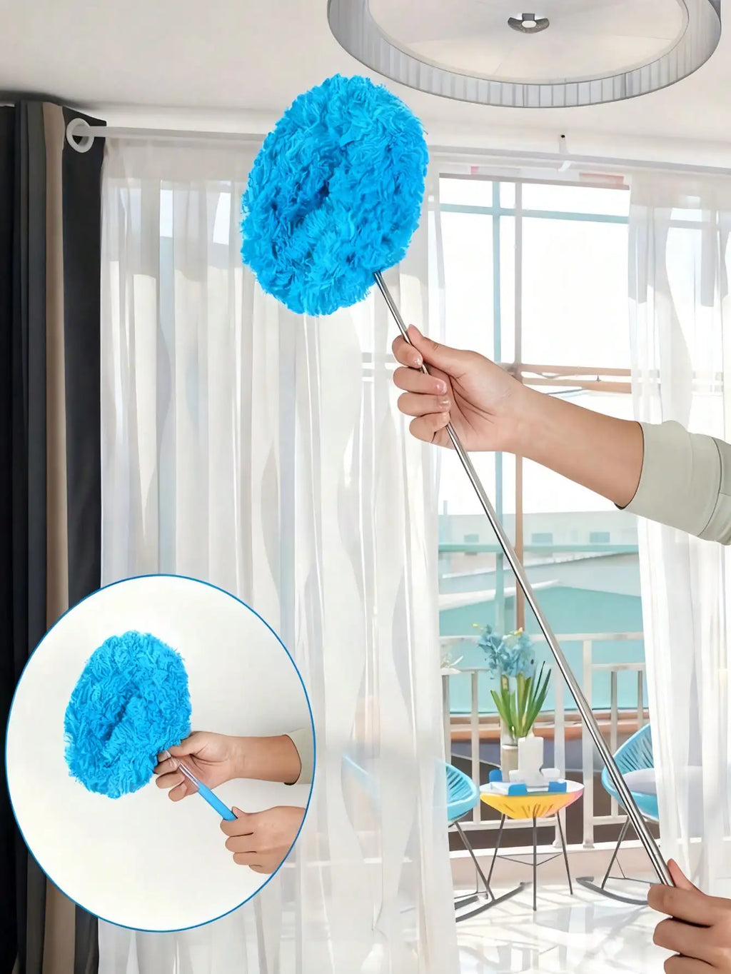 Extendable Microfiber Ceiling Fan Duster, Adjustable Length 13 To 31.5 Inches, Washable, Suitable For High Ceilings, Furniture And Car Cleaning, Multi-Functional Duster, Easy To Clean Household Items