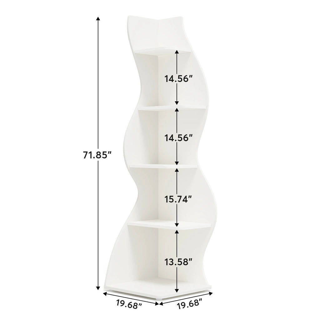 Corner Shelf, Modern 5-Tier Wall Corner Bookshelf, Stylish Corner Small Bookcase Storage Rack Plant Stand