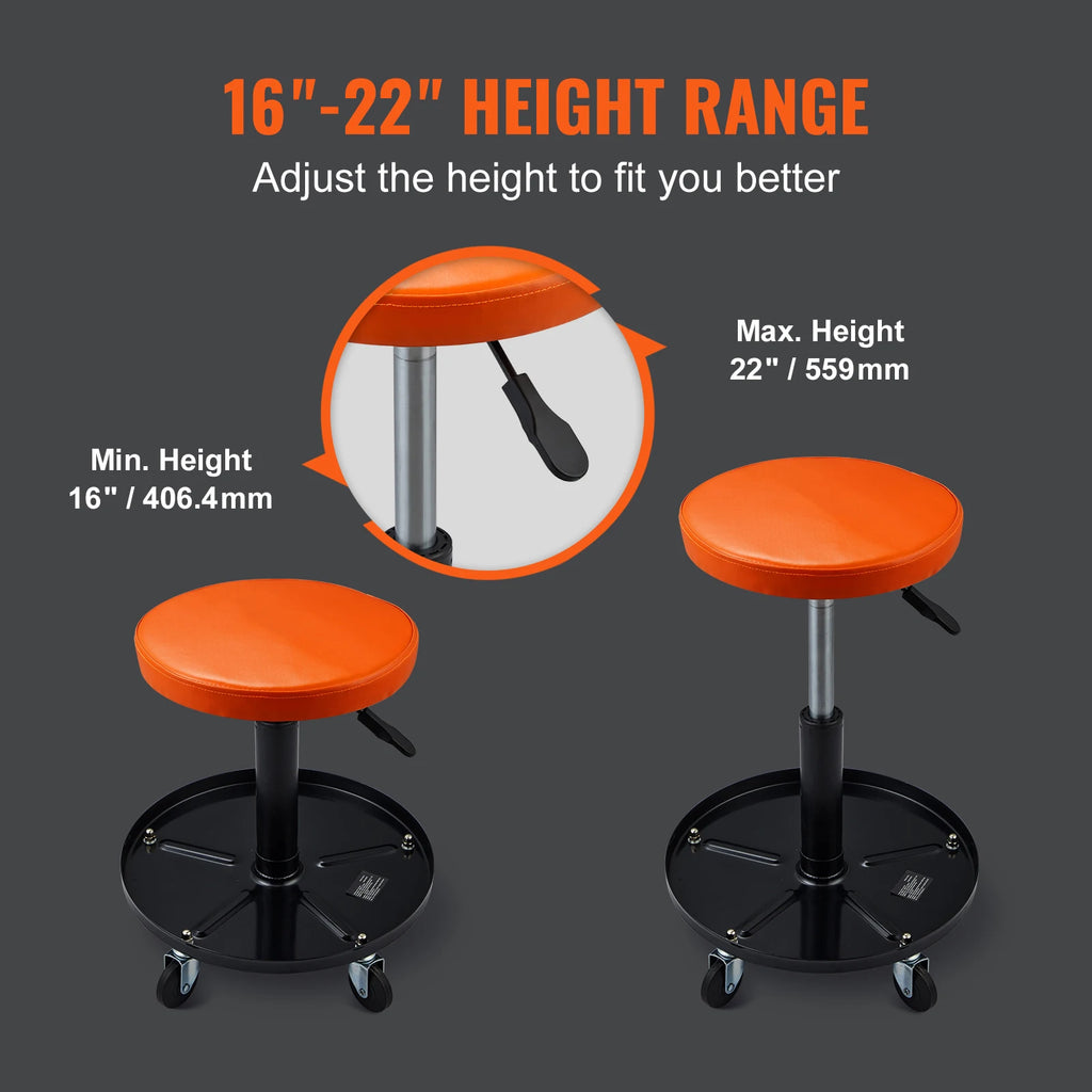 Mechanic Stool 250 LBS Rolling Pneumatic Creeper Garage/Shop Seat Padded Rolling Workshop Stool for Garage Auto Repair