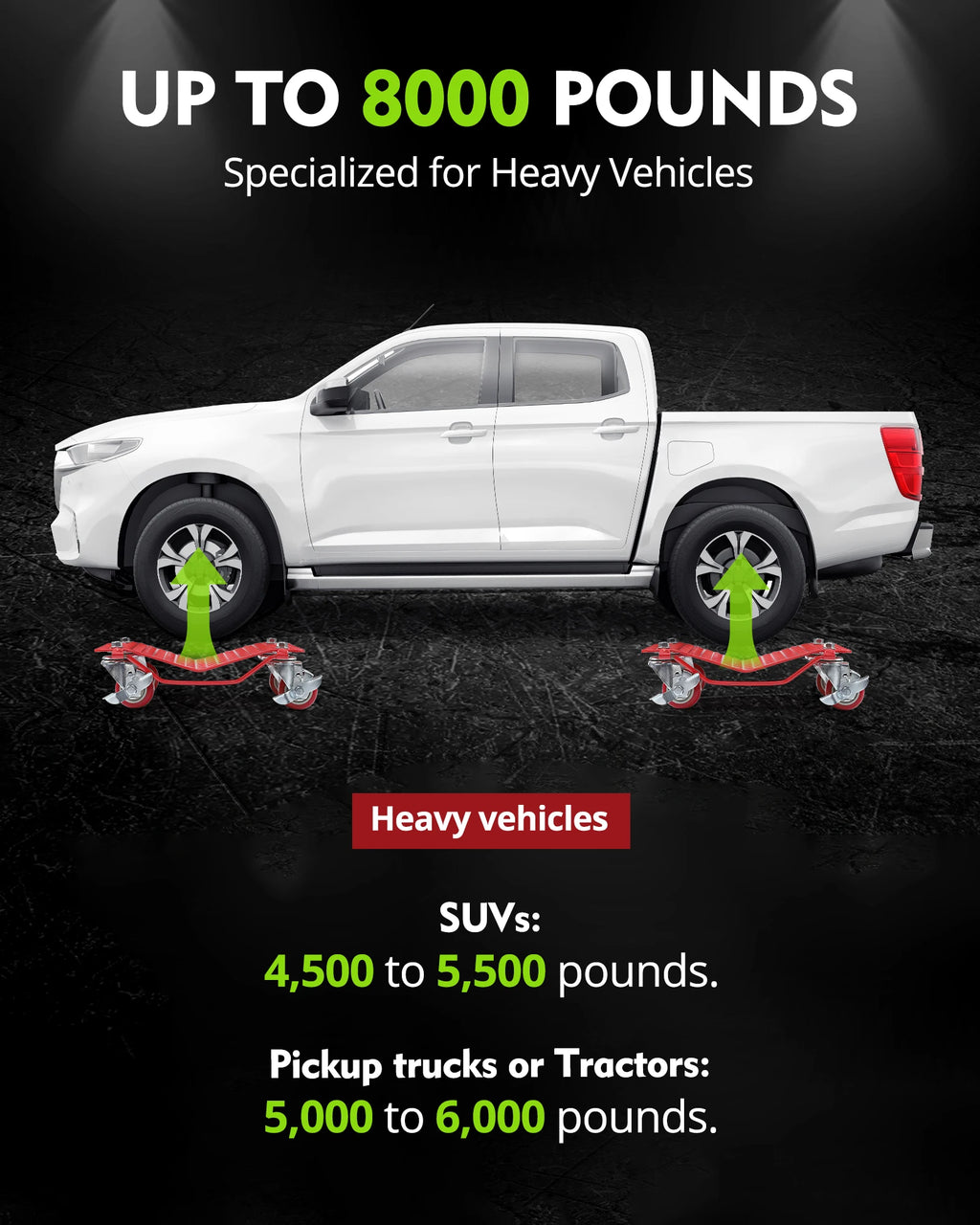 Car Tire Wheel Trolley Dollies 2/4PCS 1500lb Each Weight Capacity Vehicle Skate Moving Tire with 4 Casters Auto Repair Mover