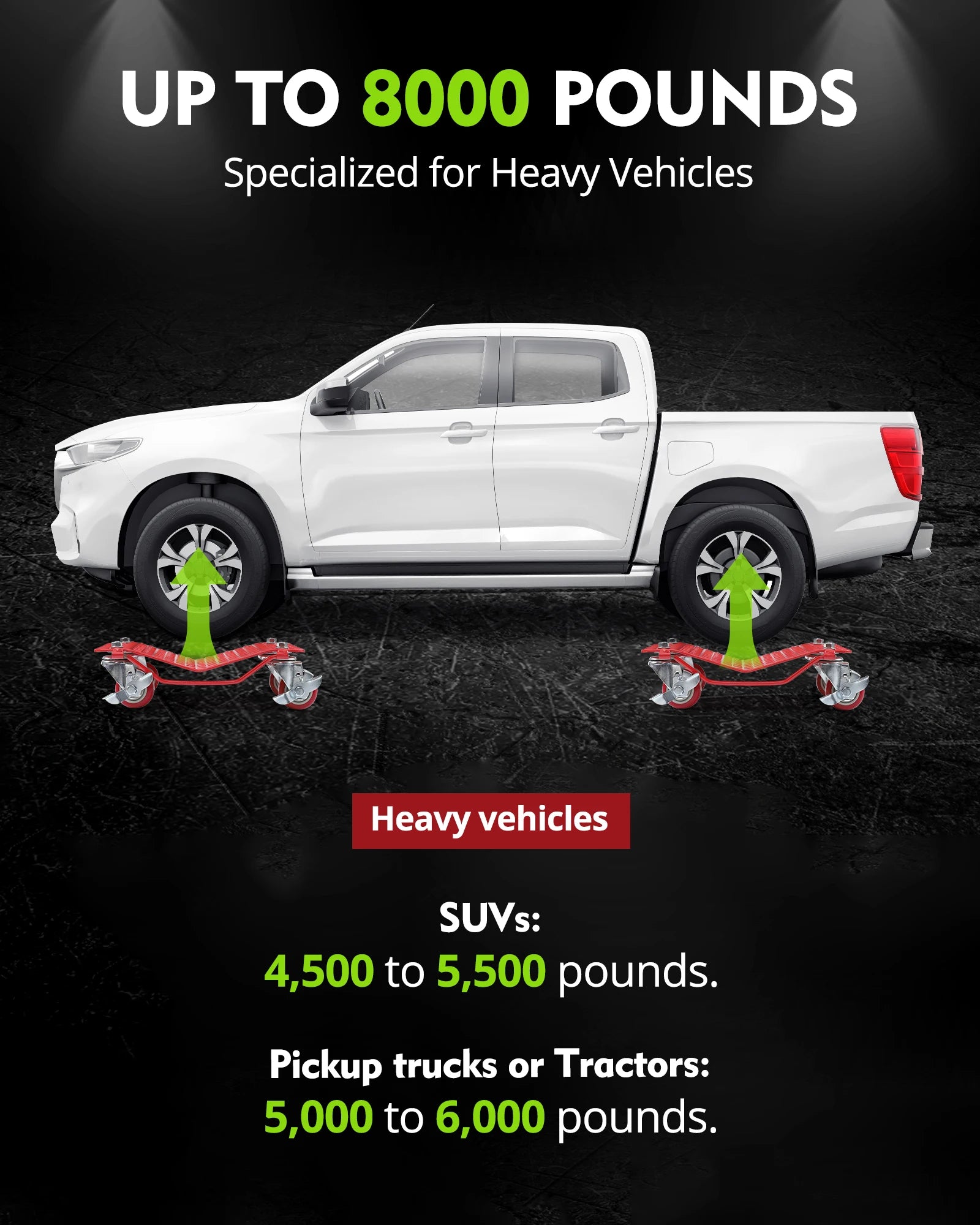 Car Tire Wheel Trolley Dollies 2/4PCS 1500lb Each Weight Capacity Vehicle Skate Moving Tire with 4 Casters Auto Repair Mover