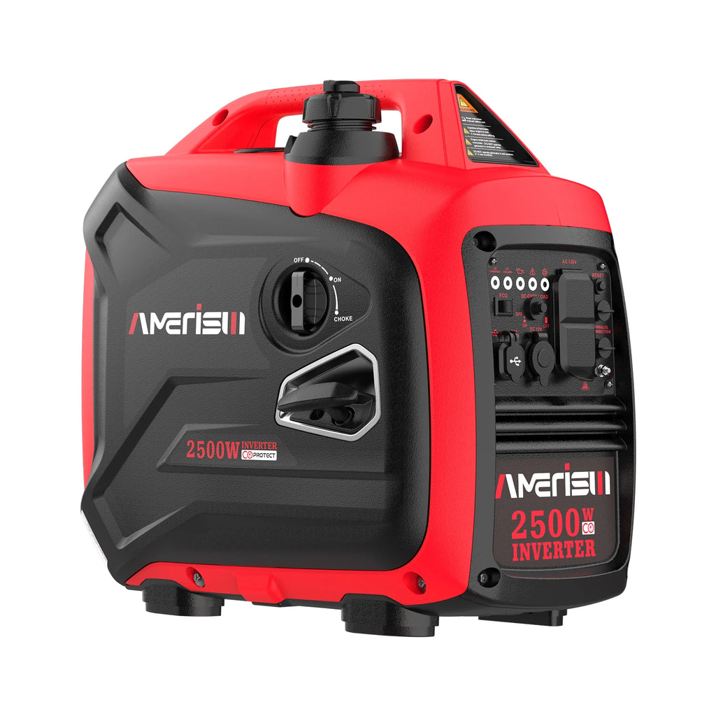 Super Quiet 2500 Watt Gas Powered Portable Inverter Generator with CO Sensor - Ideal for Home Use, Camping, and Outdoor