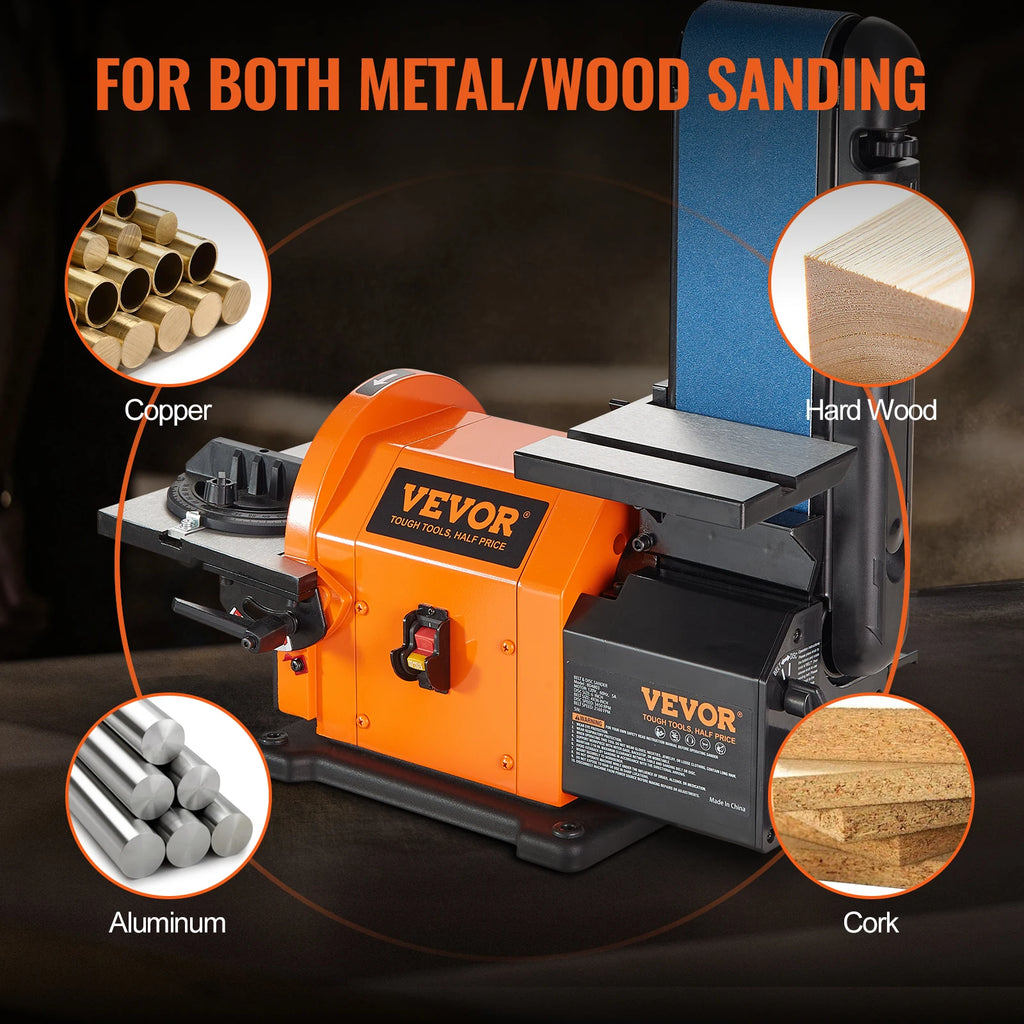 Belt Disc Sander Combo with 5A/4.3A/2.5A Induction Motor Sanding Machine Woodworking Deburring Grinder Combo Bench