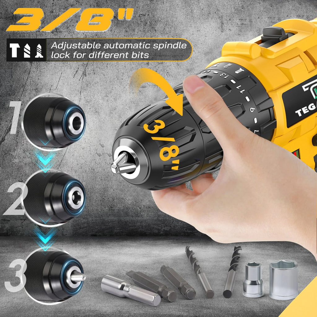 45N.M Electric Screwdriver 20+3 Household DIY Impact Drill LED Two Speed Electric Drilling Tool  20V Battery