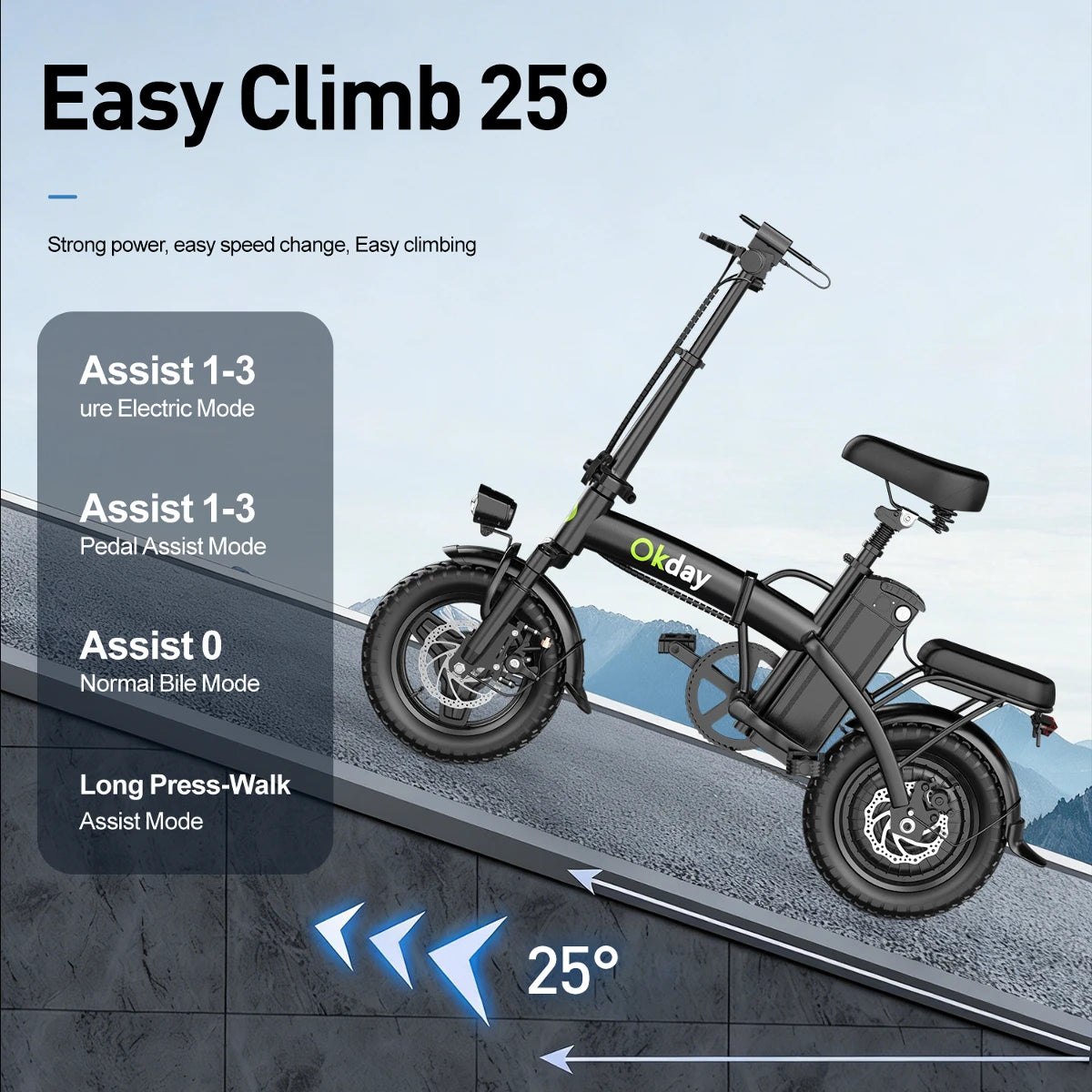 400W Foldable Electric Bike for Adults, 19 MPH, Long Range, 14" All-Terrain Tires, Dual Brakes,