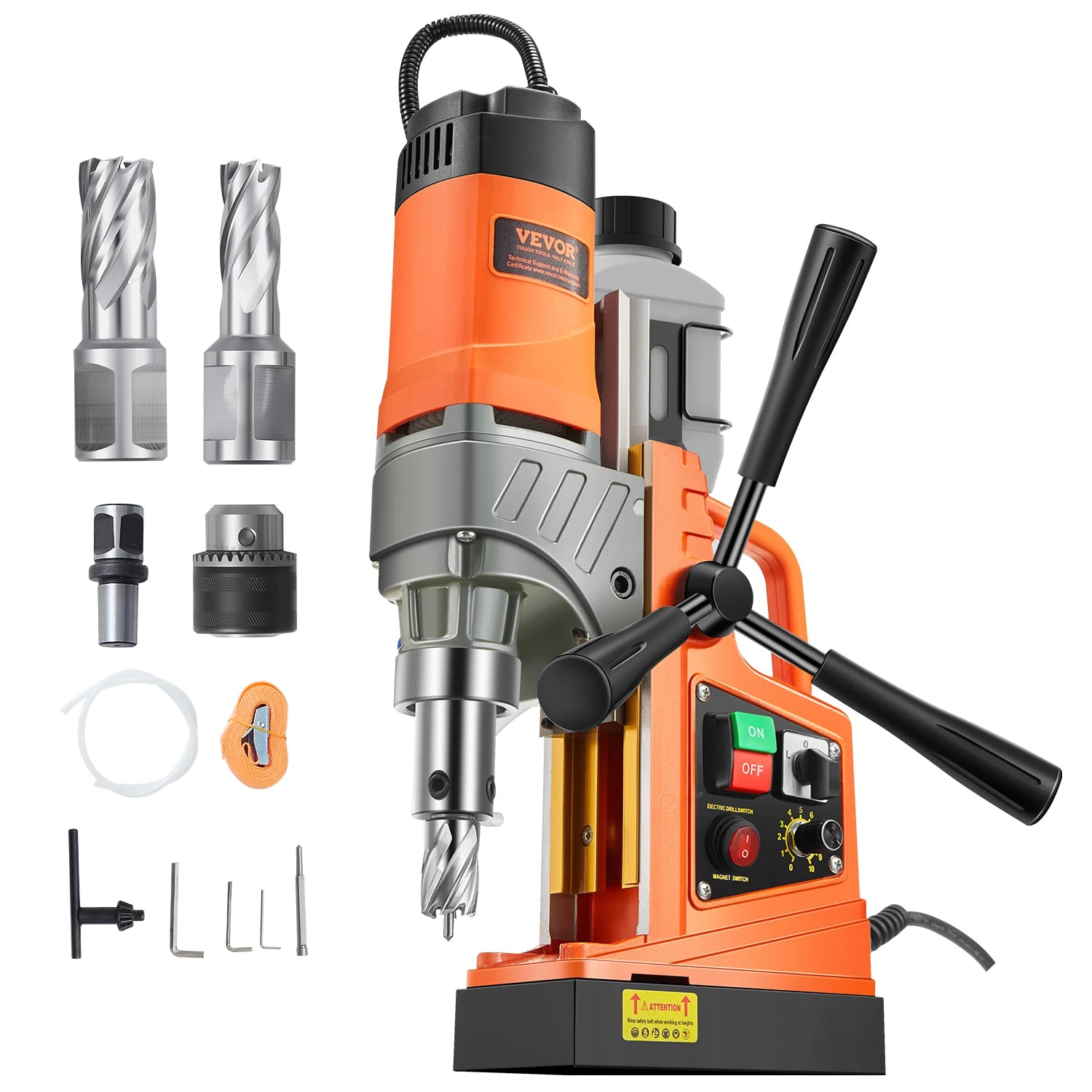 Magnetic Drill 1450W Motor Boring Diameter 2810 lbf Portable Electric Mag Drill Press Variable Speed Drilling Machine