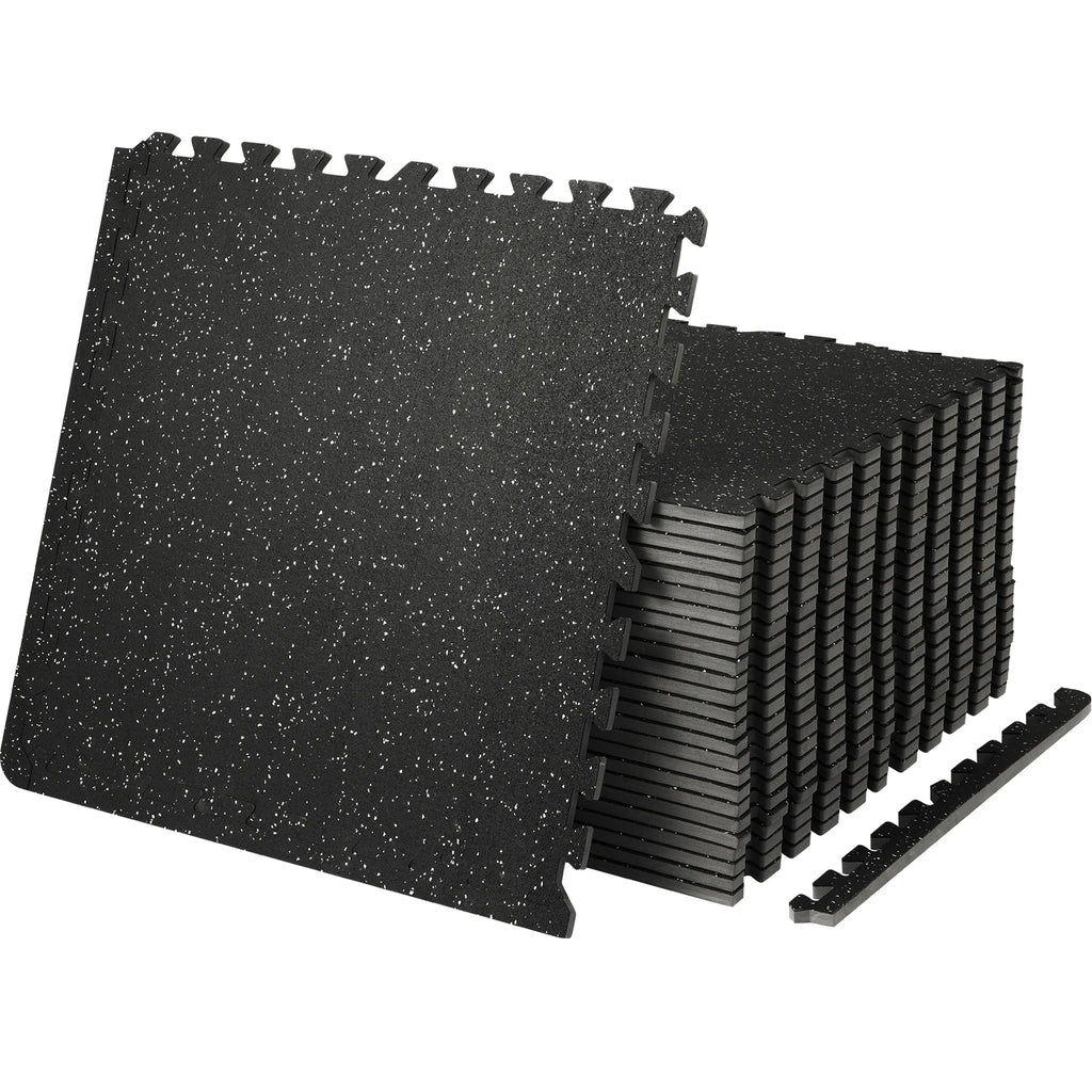 25/12/6 PCS 1/2 in Thick Gym Floor Mats EVA Foam & Rubber Top Interlocking Workout Floor Mats Waterproof Exercise Mats
