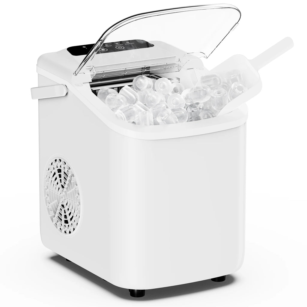 Small Portable Ice Machine Countertop Ice Maker with Scoop Basket and Handle 9 Ice Cubes Ready in 6 Mins 26.5lbs in 24Hrs for Home Kitchen Party