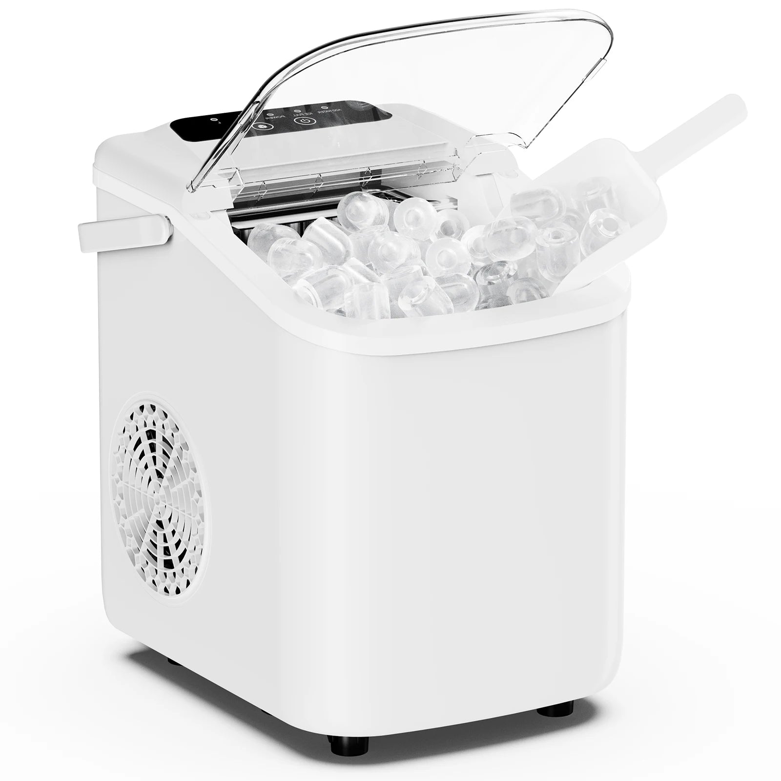 Small Portable Ice Machine Countertop Ice Maker with Scoop Basket and Handle 9 Ice Cubes Ready in 6 Mins 26.5lbs in 24Hrs for Home Kitchen Party