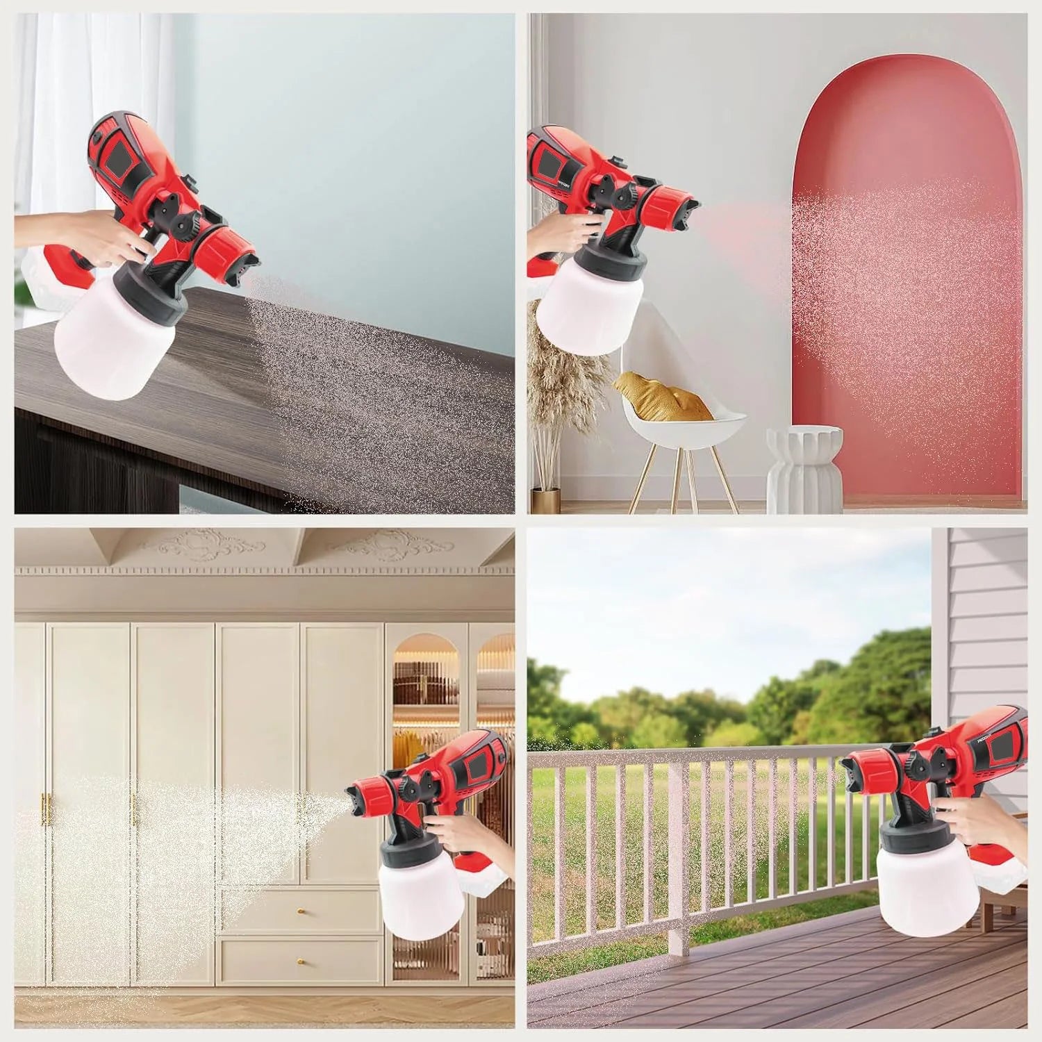 HVLP Paint Sprayer Compatible with Milwaukee 18V Battery 30000RPM Electric Paint Gun with 1.0/1.5/1.8/2.5mm Nozzles